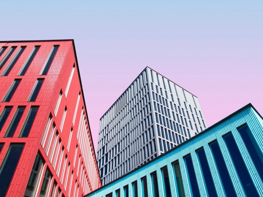 buildings architecture colorful symmetry minimalism PNG Image with Isolated Graphic