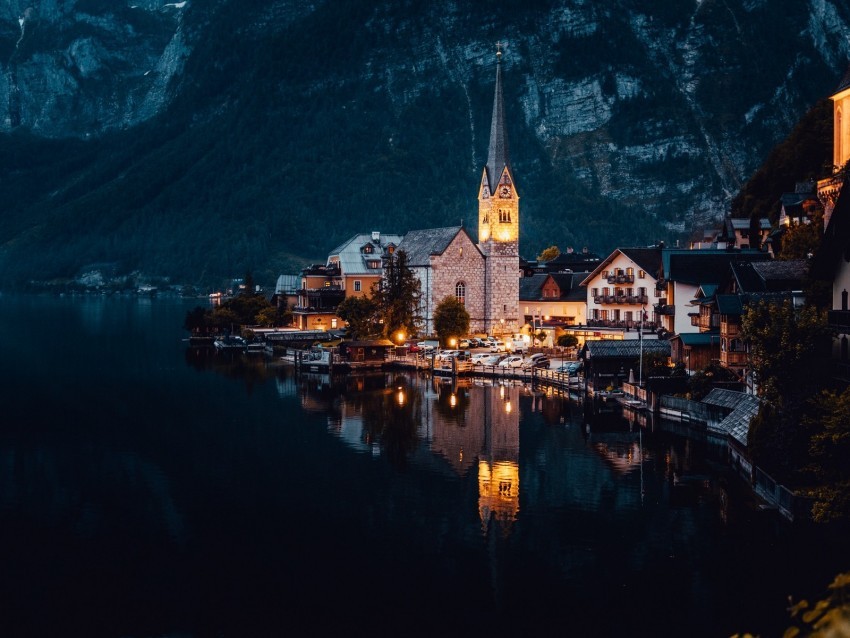 buildings architecture lake evening city Isolated Object with Transparent Background PNG