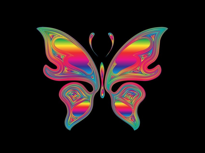 butterfly shine multicolored chromatic prismatic Transparent background PNG images complete pack