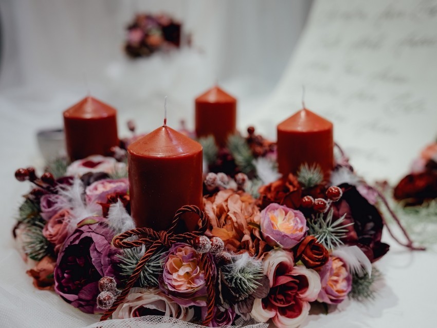 candle flowers composition decoration Isolated Subject in HighResolution PNG