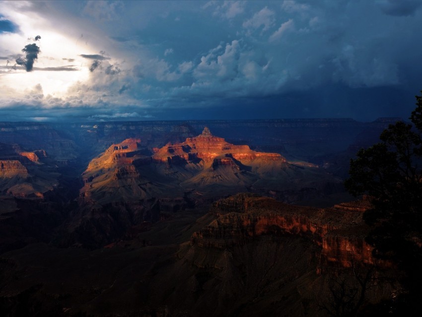 canyon grand canyon clouds overcast night PNG file without watermark