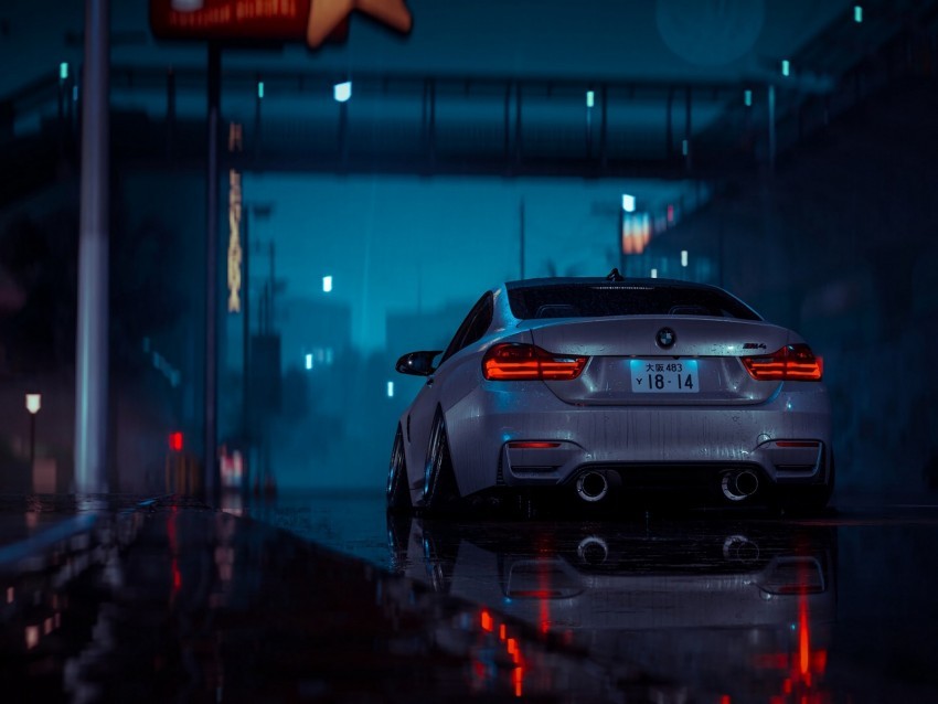 car gray wet night rain Transparent Background PNG Isolated Art 4k wallpaper