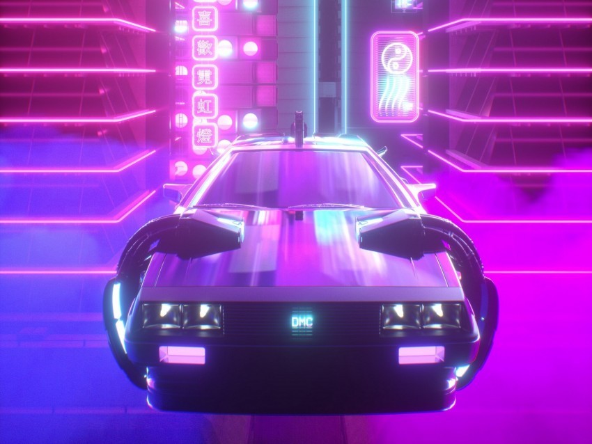 car neon light retrowave art PNG files with clear background variety