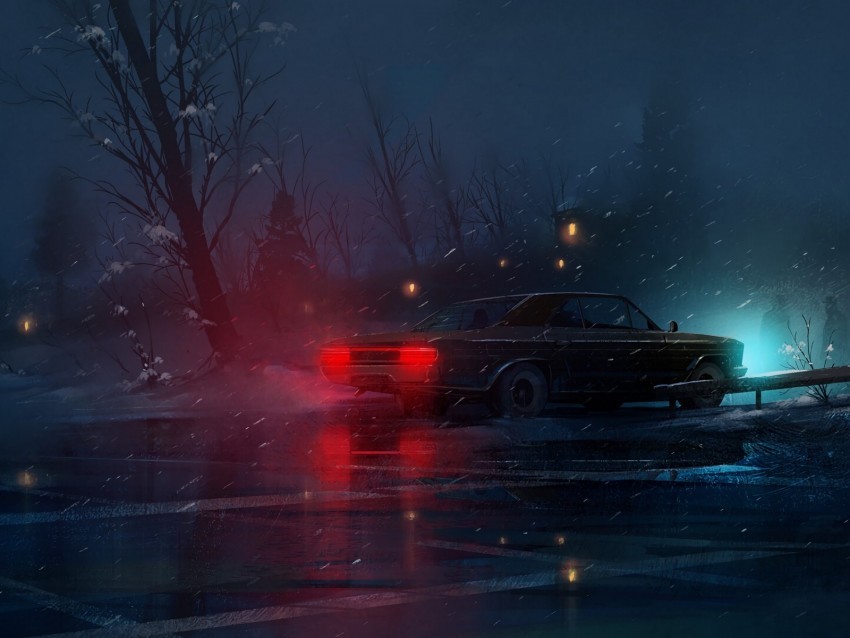 car night snow light Free PNG images with alpha channel set