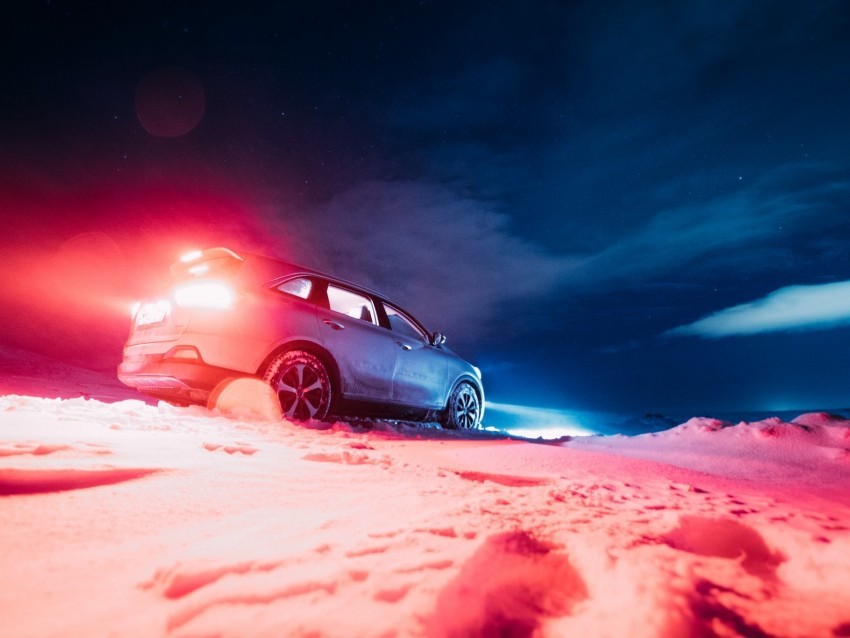 car night snow starry sky PNG for personal use