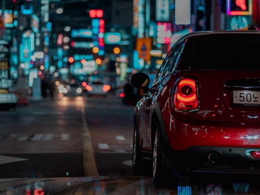 car red night city street lights PNG files with clear background collection