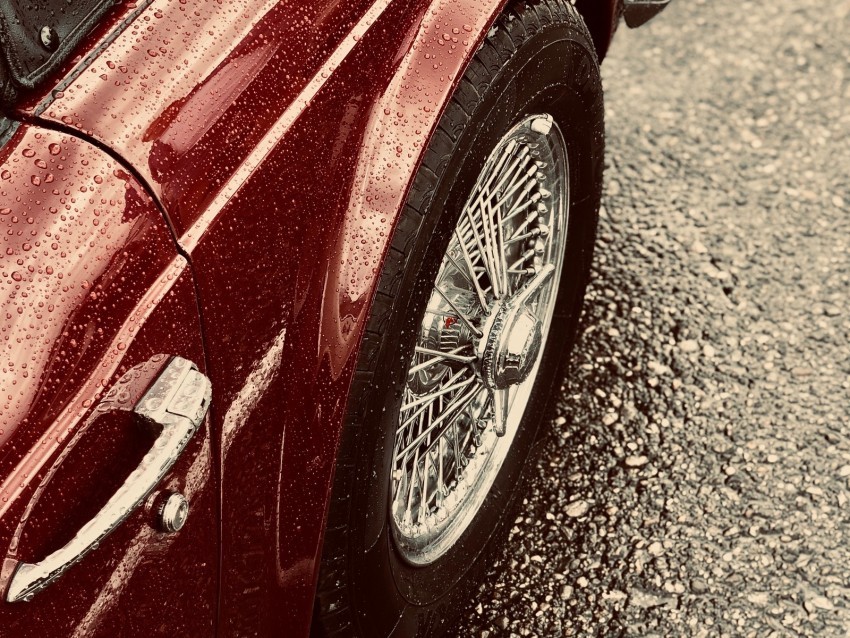 car red wet wheel chrome Isolated Subject with Clear Transparent PNG