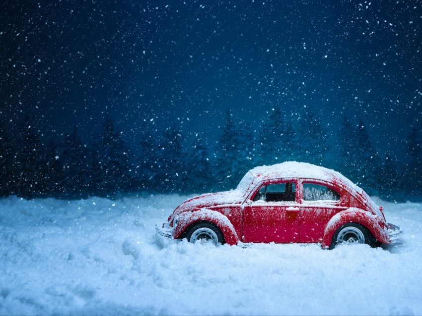 car retro winter snow snowfall vintage red old PNG Image with Isolated Icon 4k wallpaper