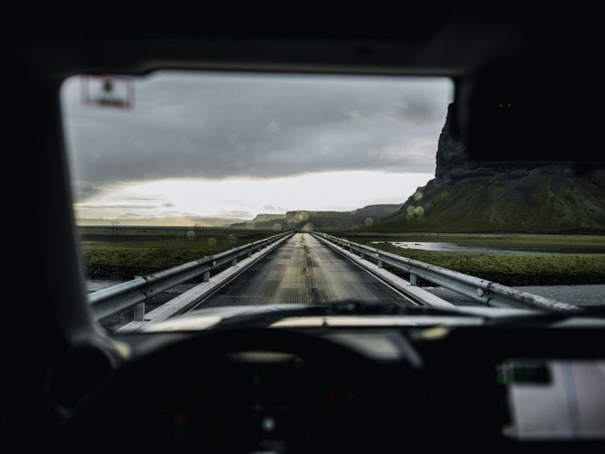 car road bridge mountains view PNG Graphic Isolated on Clear Background