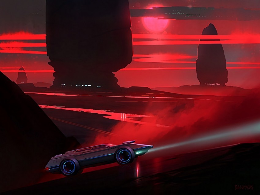car spaceship futurism sci-fi night PNG for business use