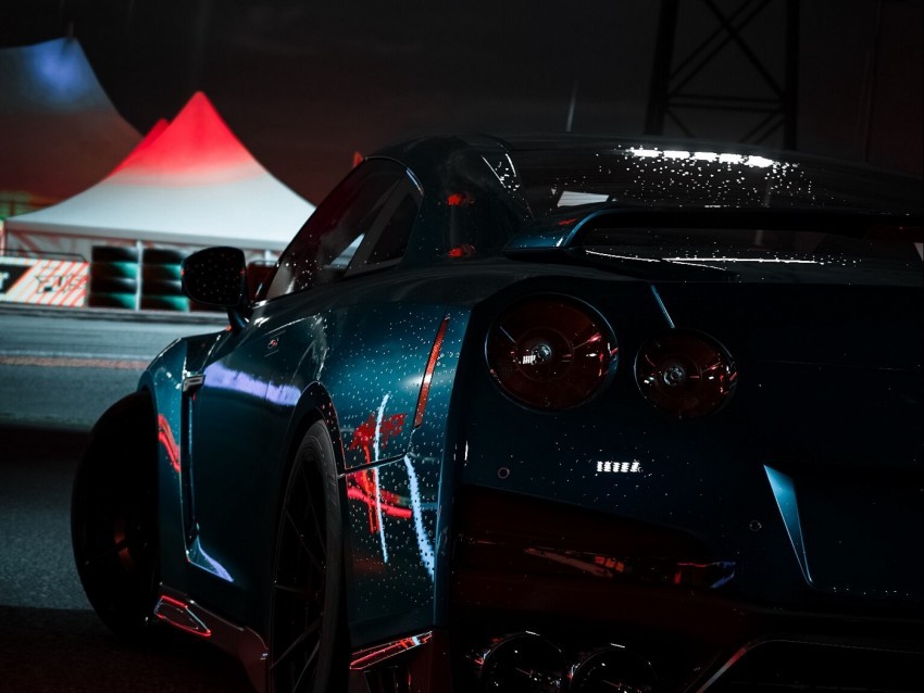 car sportscar dark wet rear view Free PNG images with transparent layers compilation