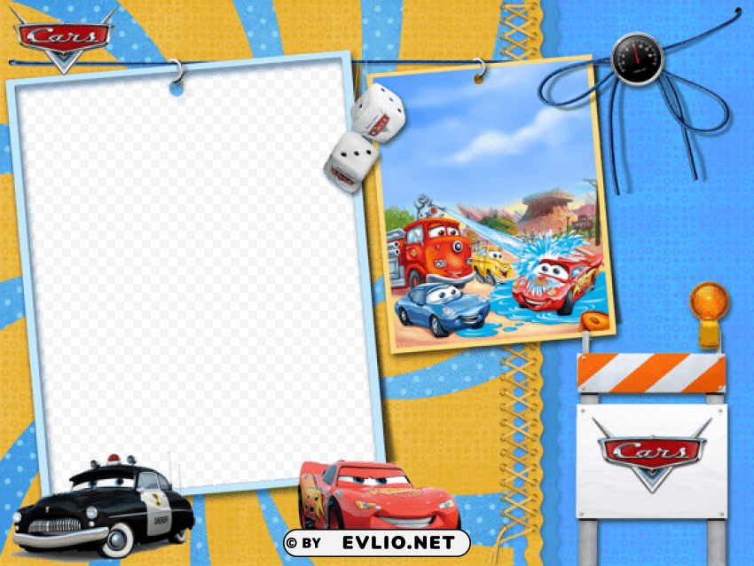cars kids photo frame Isolated Graphic in Transparent PNG Format