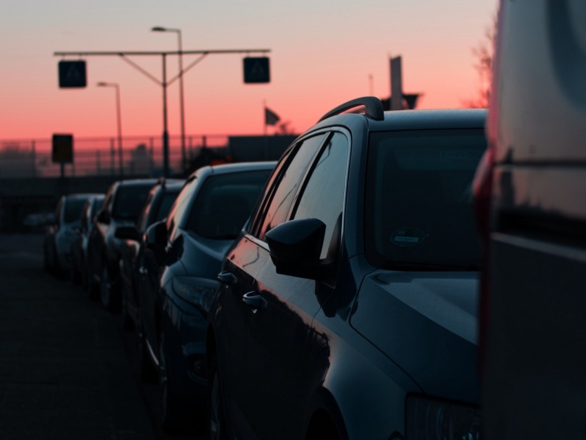 cars sunset traffic sky PNG graphics 4k wallpaper