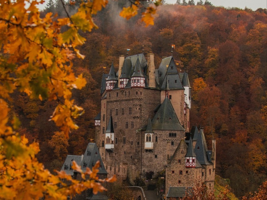 castle autumn architecture germany branches leaves PNG file with alpha