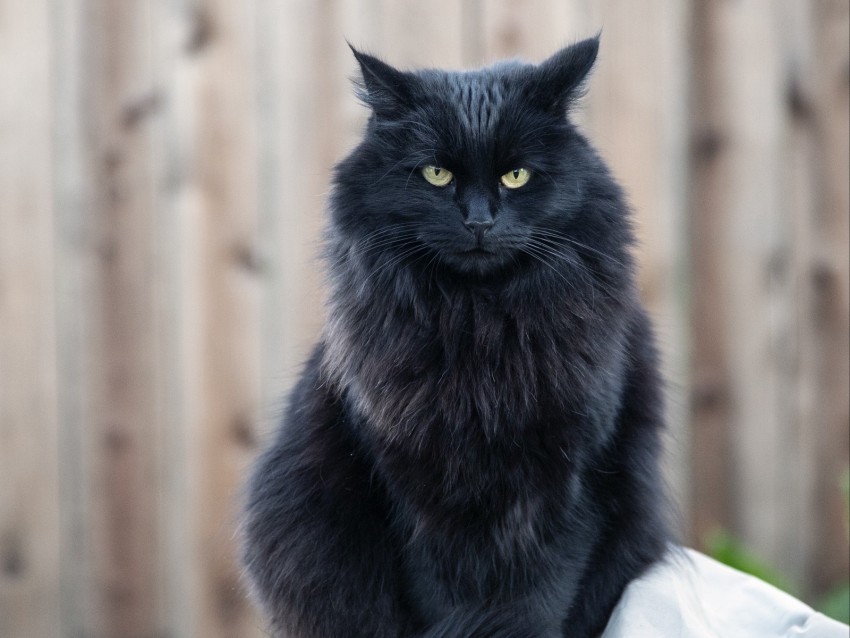 cat black cat fluffy sight angry Transparent PNG Isolated Graphic with Clarity