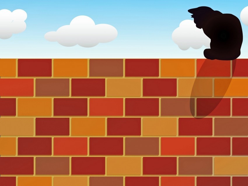 cat brick wall fence vector art PNG files with alpha channel