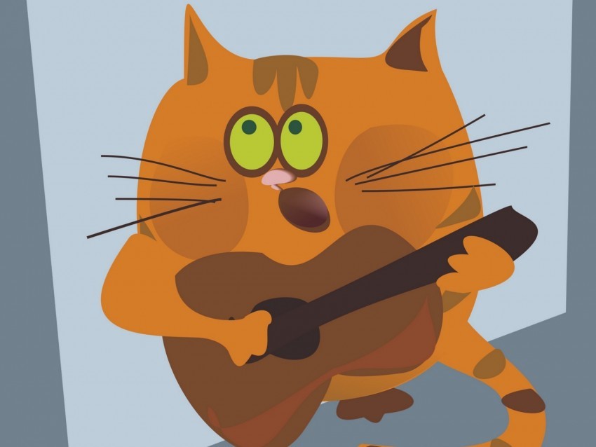 cat guitar vector musician PNG Image with Isolated Artwork