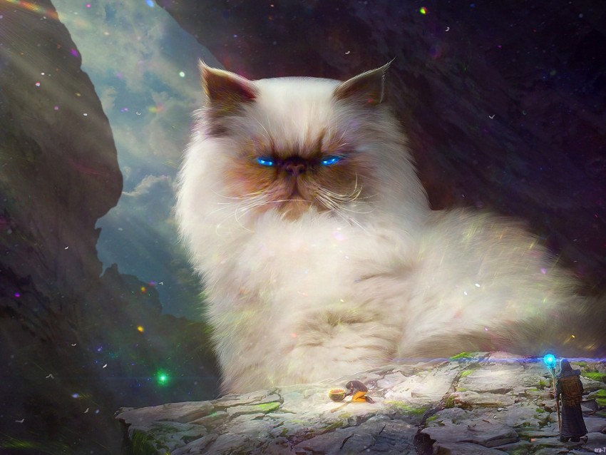 cat king view fantasy art majestic PNG Image with Clear Background Isolation