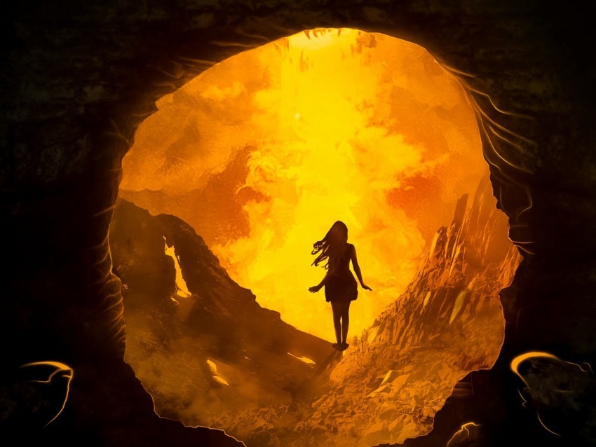 cave silhouette fire flash dark entrance PNG Graphic with Isolated Design 4k wallpaper