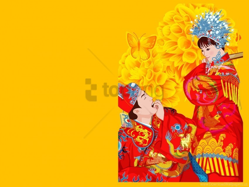 ceremony china costume couple flowers wallpaper Transparent PNG Isolated Graphic Design