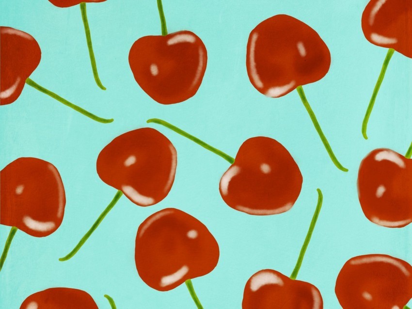 cherries pattern berries red Transparent PNG Isolated Item