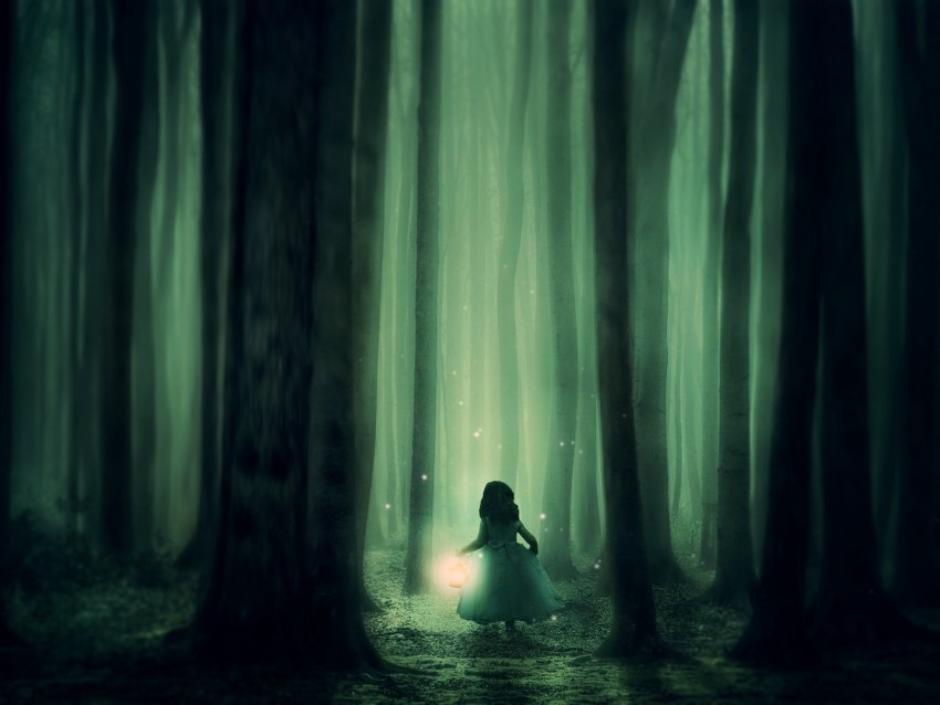 child forest fog night fabulous lantern walk PNG graphics for free