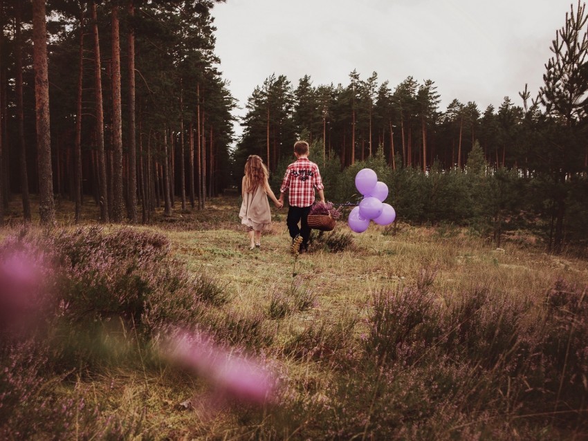 children walk couple childhood mood balloons basket PNG Image Isolated on Clear Backdrop