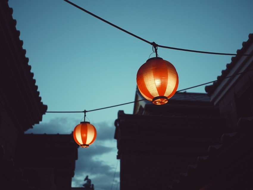 chinese lanterns night buildings sky Clear pics PNG