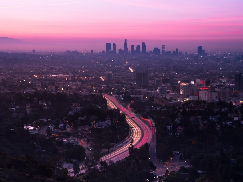 city aerial view road sunset los angeles united states Free PNG images with alpha channel set