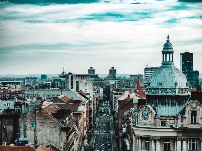 city architecture overview sky clouds roofs PNG Image with Isolated Artwork