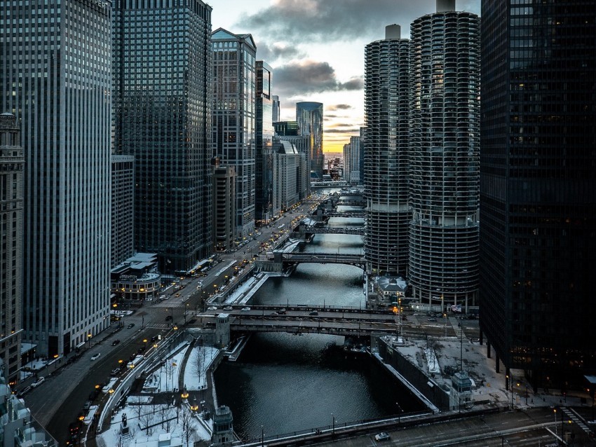 city buildings aerial view bridges chicago PNG files with clear background bulk download