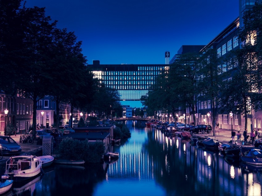 city canal night water buildings Transparent PNG images with high resolution
