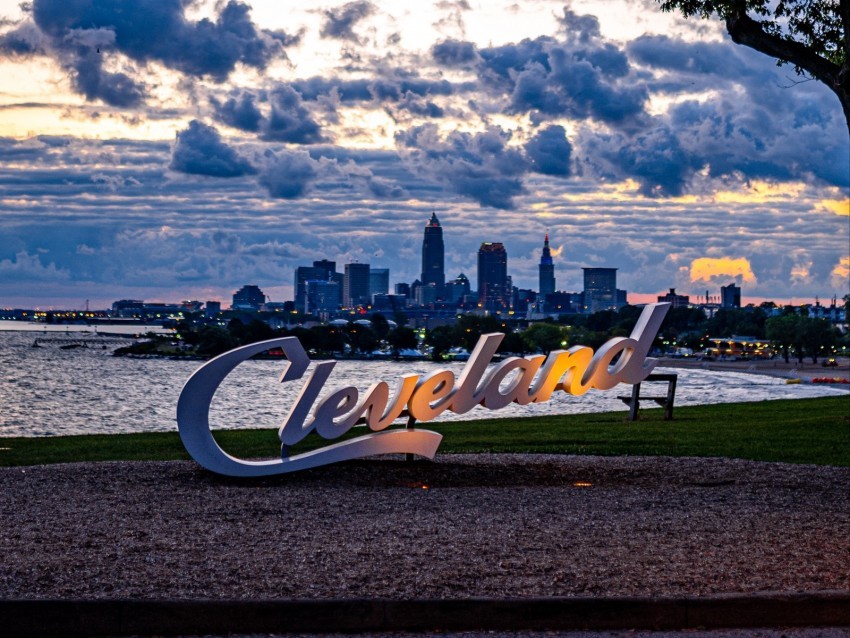 city coast inscription view cleveland usa PNG with Isolated Object