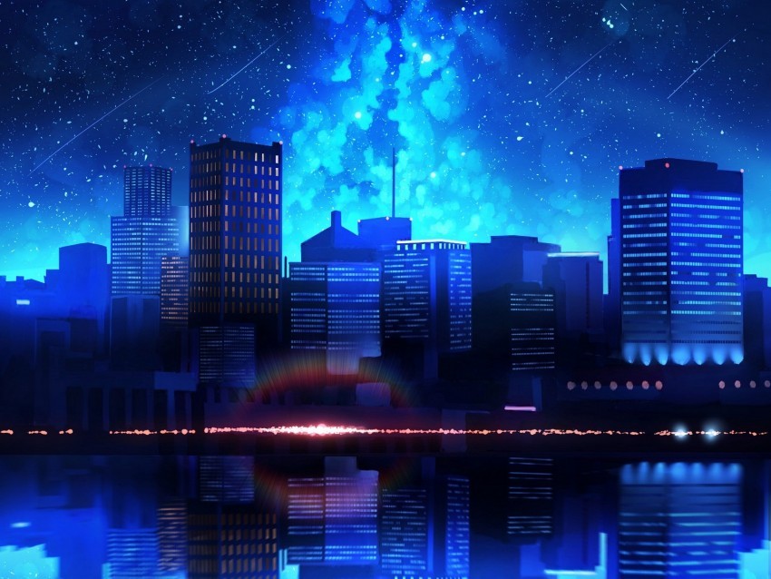 city night starry sky water reflection PNG pictures with no backdrop needed