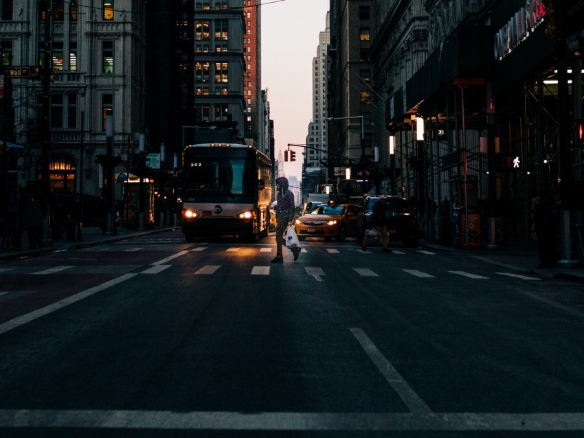 city street buildings crosswalk traffic Transparent PNG Isolated Design Element