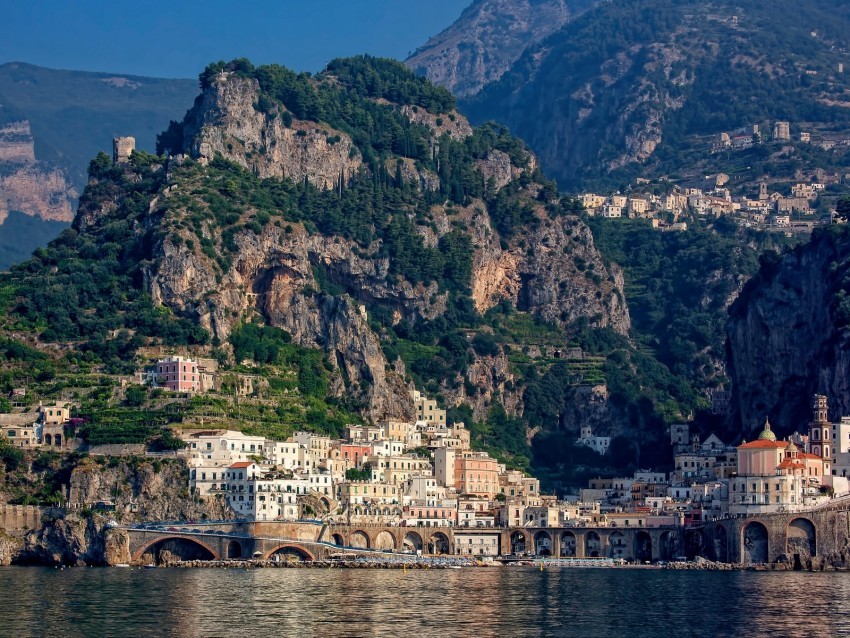 cliffs city bay buildings amalfi italy PNG pictures with alpha transparency