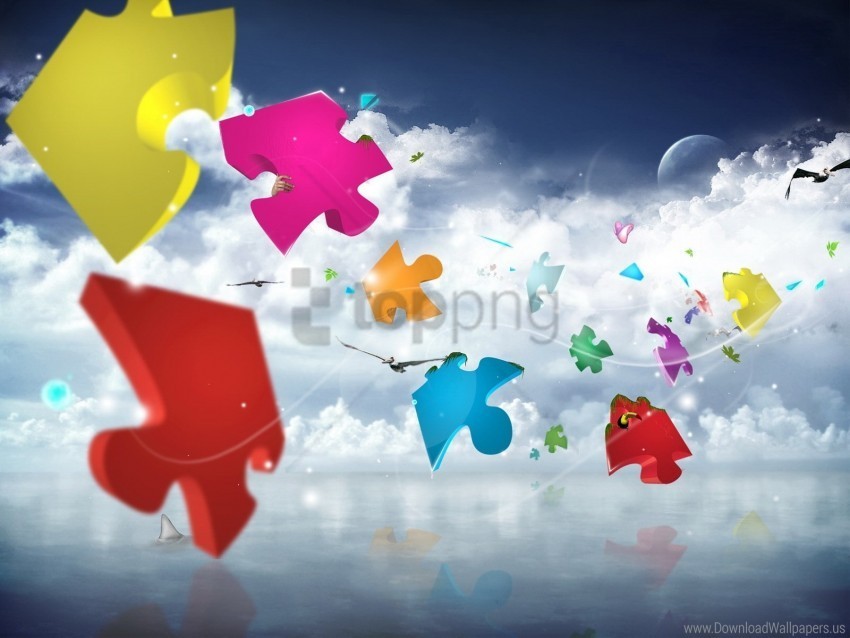 clouds colorful flight puzzles sky wallpaper Clean Background Isolated PNG Illustration