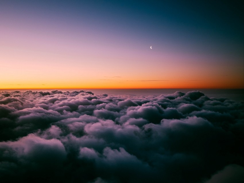 clouds porous sunset sky horizon twilight moon above clouds Clear PNG pictures assortment 4k wallpaper