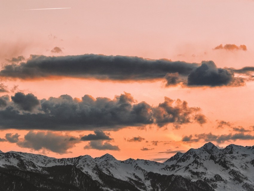 clouds sky sunset porous mountains peaks PNG images with clear cutout 4k wallpaper