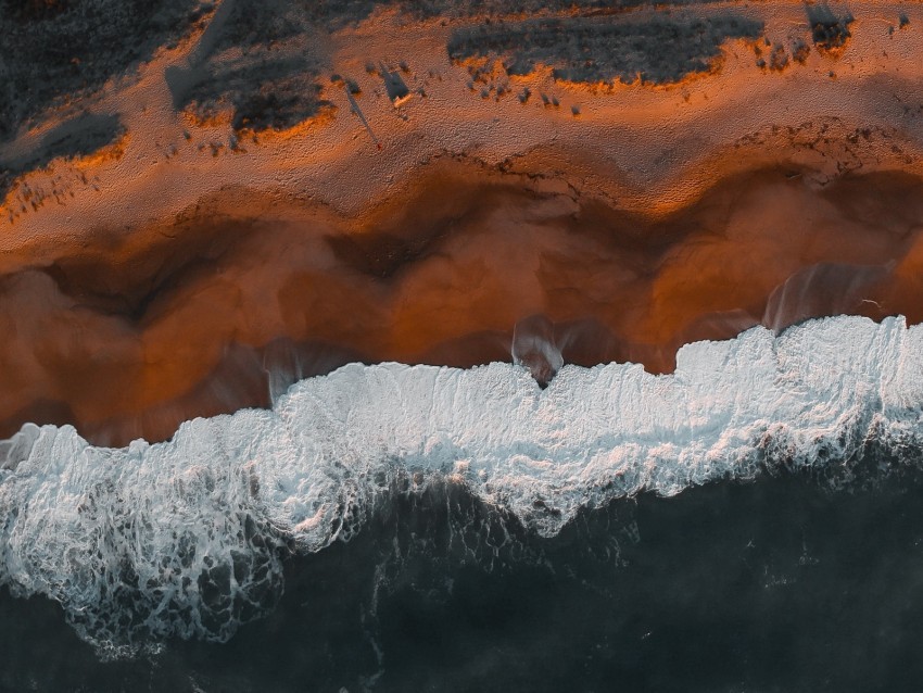 coast aerial view sea beach wave surf Isolated Artwork in Transparent PNG