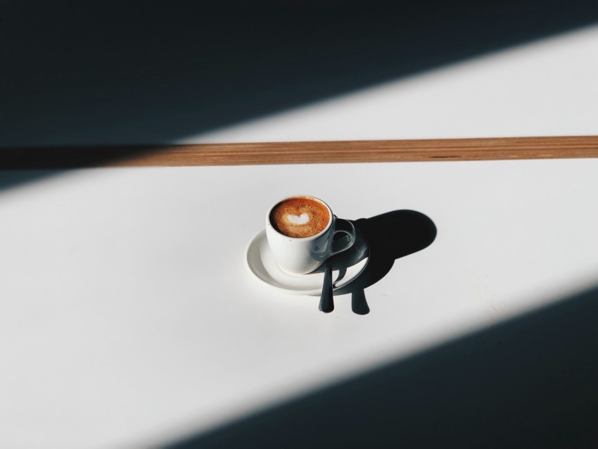 coffee cup shadows minimalism Transparent Cutout PNG Isolated Element