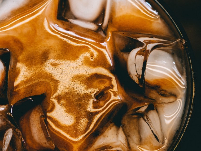coffee ice glass foam caramel Isolated Graphic in Transparent PNG Format 4k wallpaper