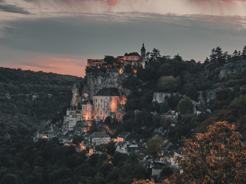 commune mountains buildings rocamadour france Transparent background PNG stock 4k wallpaper