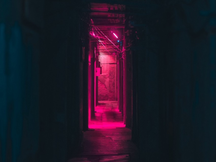 corridor neon dark pink light Isolated Illustration in Transparent PNG