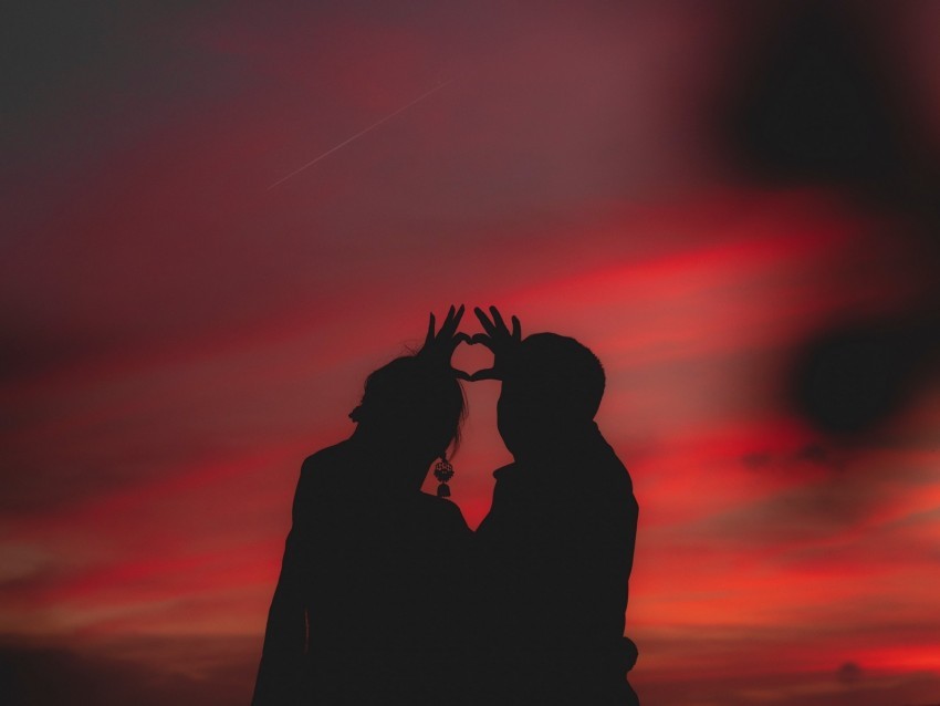 couple heart silhouettes hands love PNG for use 4k wallpaper