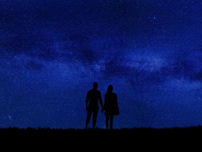 couple silhouettes starry sky romance night PNG transparent artwork