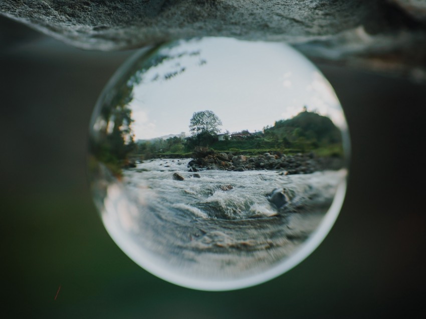 crystal ball ball sphere reflection river PNG images with clear alpha channel