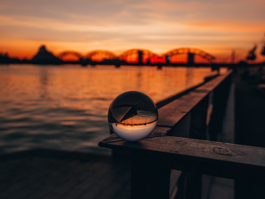 crystal ball sphere reflection sunset twilight PNG with no cost
