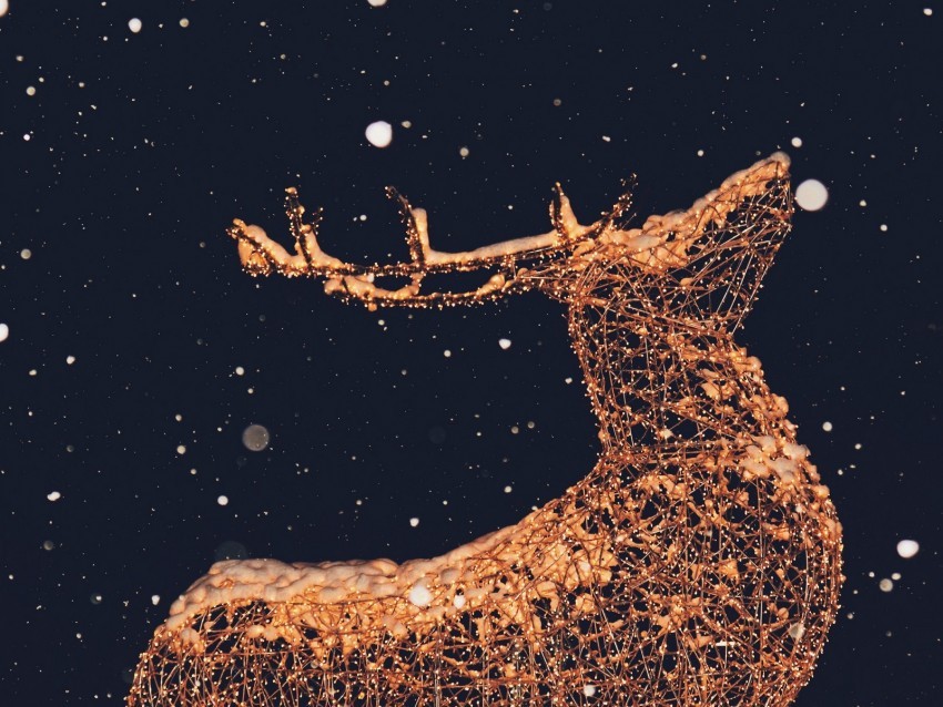 deer sculpture snow garland illumination festive PNG Image with Isolated Graphic