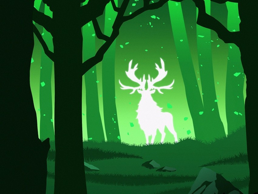deer silhouette forest vector green Isolated Design Element in HighQuality Transparent PNG